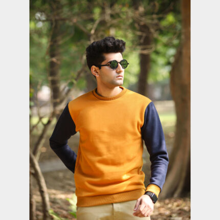 Premium Panelled Sweat Shirt – Brown – Navy Blue